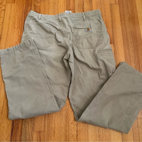 Carhartt Canvas Pants Men's 38 x 34 Relaxed Fit Beige Tan Work Utility (T) - Picture 2 of 16
